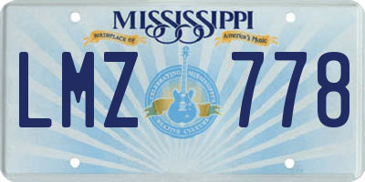 MS license plate LMZ778