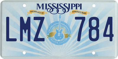 MS license plate LMZ784