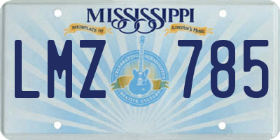 MS license plate LMZ785