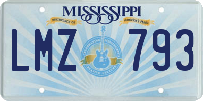 MS license plate LMZ793