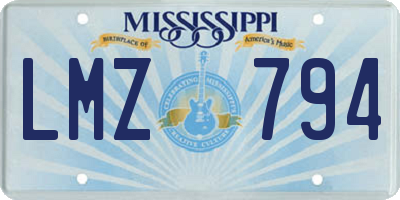 MS license plate LMZ794