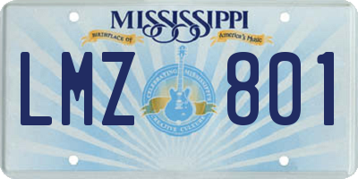 MS license plate LMZ801