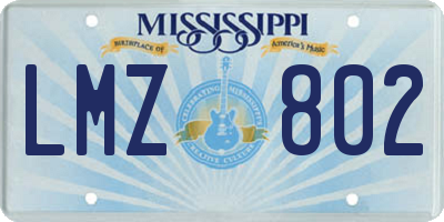 MS license plate LMZ802