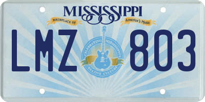 MS license plate LMZ803