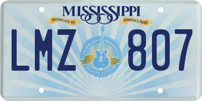 MS license plate LMZ807