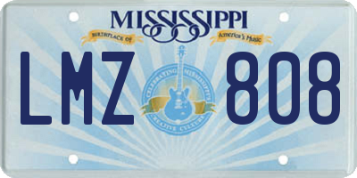 MS license plate LMZ808