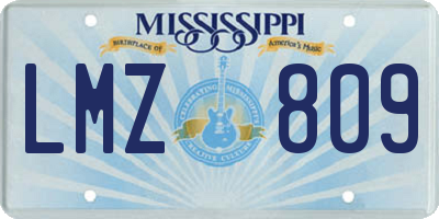 MS license plate LMZ809