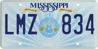 MS license plate LMZ834