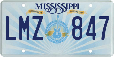 MS license plate LMZ847
