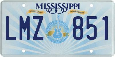 MS license plate LMZ851