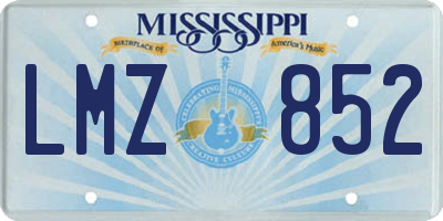 MS license plate LMZ852