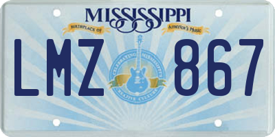 MS license plate LMZ867