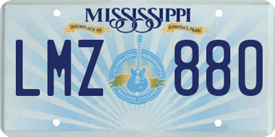 MS license plate LMZ880
