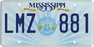 MS license plate LMZ881