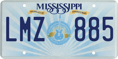 MS license plate LMZ885