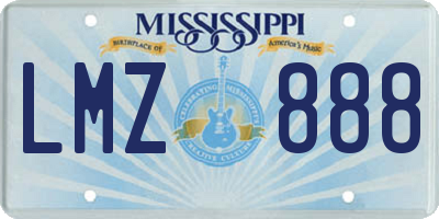 MS license plate LMZ888