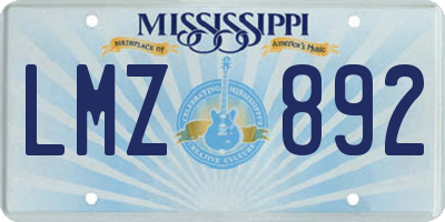 MS license plate LMZ892