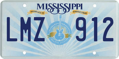 MS license plate LMZ912