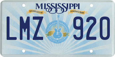 MS license plate LMZ920