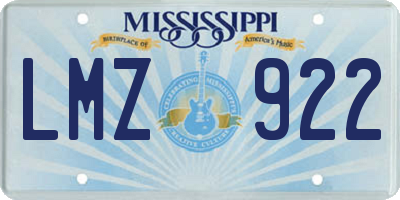 MS license plate LMZ922