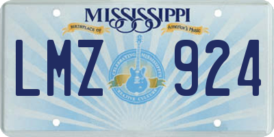 MS license plate LMZ924