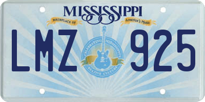 MS license plate LMZ925
