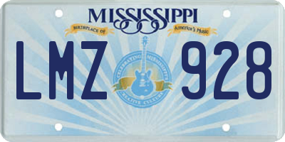 MS license plate LMZ928