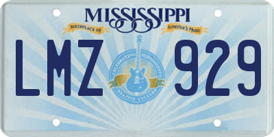 MS license plate LMZ929