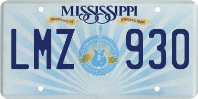 MS license plate LMZ930