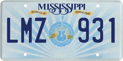 MS license plate LMZ931