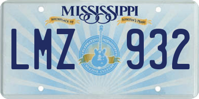 MS license plate LMZ932
