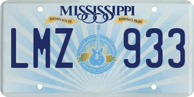 MS license plate LMZ933