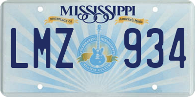 MS license plate LMZ934