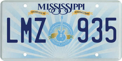 MS license plate LMZ935