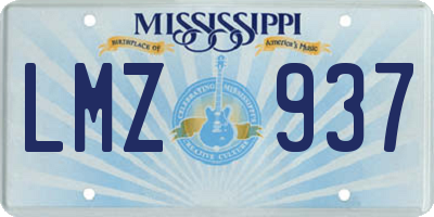 MS license plate LMZ937
