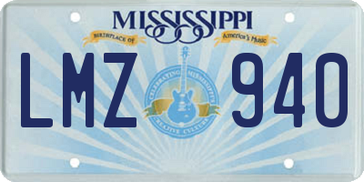 MS license plate LMZ940