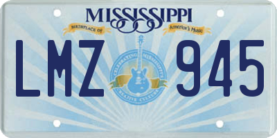 MS license plate LMZ945