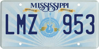 MS license plate LMZ953