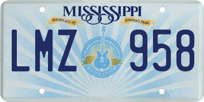 MS license plate LMZ958