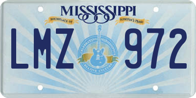 MS license plate LMZ972