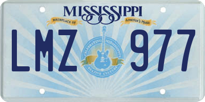 MS license plate LMZ977