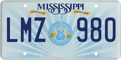 MS license plate LMZ980