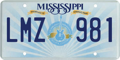 MS license plate LMZ981