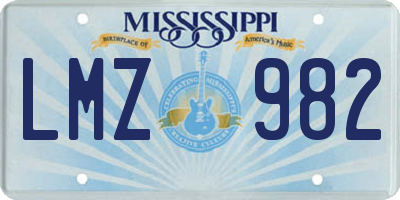 MS license plate LMZ982