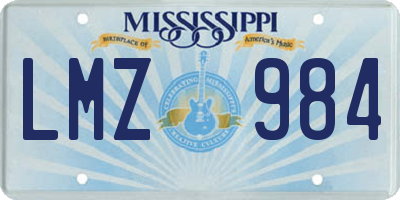MS license plate LMZ984