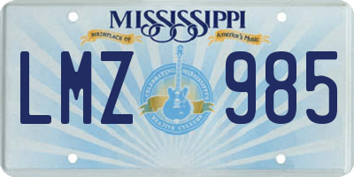 MS license plate LMZ985