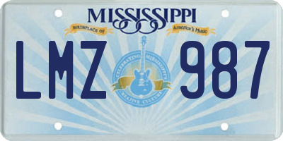 MS license plate LMZ987
