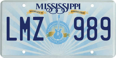 MS license plate LMZ989
