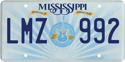 MS license plate LMZ992