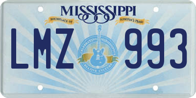 MS license plate LMZ993